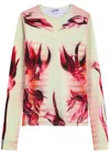 Jean Paul Gaultier Mint Jersey Top With Floral Pattern And Double Layer Women In Multicoloured