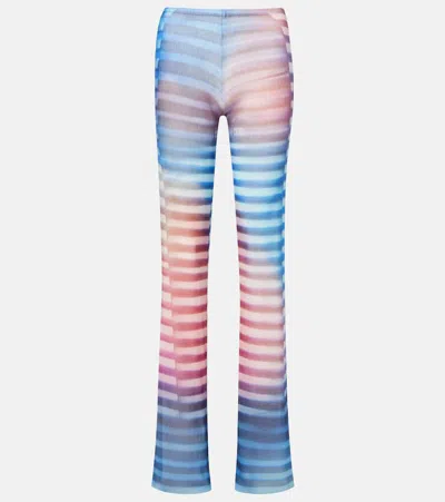 JEAN PAUL GAULTIER PRINTED STRIPED MESH FLARED PANTS