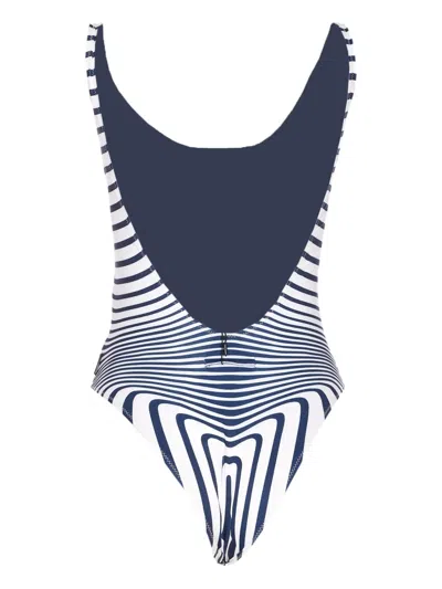 Jean Paul Gaultier Printed Swimsuit In Blue