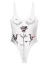 Jean Paul Gaultier Women S “tattoo Roses” Swimsuit Ecru In Nude