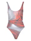 Jean Paul Gaultier Scoop Neck High-cut Open Back Swimsuit In Multi