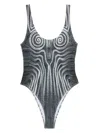 Jean Paul Gaultier Badeanzug Mit Print In Schwarz