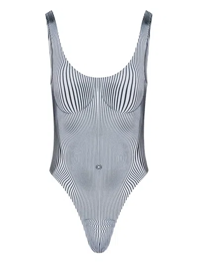 Jean Paul Gaultier Printed Swimsuit In Silver