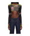 Jean Paul Gaultier Floral-print Cropped Top In Black