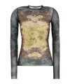 Jean Paul Gaultier Mesh Medallion Top Ls In Brown