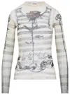 Jean Paul Gaultier Tattoo Mariniere Mesh Long-sleeve Top In White