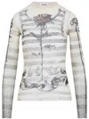 Jean Paul Gaultier Tattoo Mariniere Mesh Long-sleeve Top In White