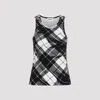 Jean Paul Gaultier Black & White Tartan Tank Top In Black Grey White