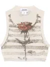 Jean Paul Gaultier Printed Tattoo Mariniere Crop Top Woman Ecru