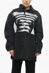 Jean Paul Gaultier Printed Tres Gaultier Denim Shirt In Black