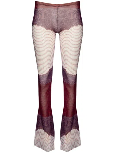 Jean Paul Gaultier Purple & Burgundy 'the Cartouche' Pants In 300128 Red/white/bur