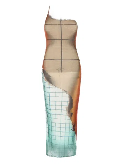 Jean Paul Gaultier Printed Tulle Maxi Dress