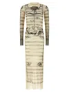 Jean Paul Gaultier Printed Tulle Maxi Dress With Long Sleeves In Multi