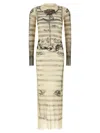 Jean Paul Gaultier Mesh Tatoo Mariner Long Dress In Multi