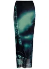 Jean Paul Gaultier Pigalle Long Skirt Woman Navy In Polyamide In Multicoloured