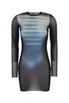 Jean Paul Gaultier Printed Tulle Mini Dress In Gray