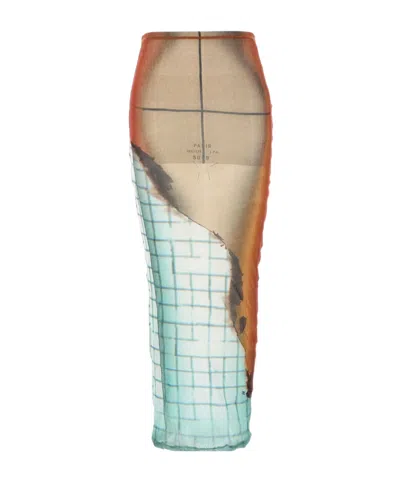 JEAN PAUL GAULTIER JEAN PAUL GAULTIER GRAPHIC PRINTED TULLE SKIRT