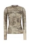 Jean Paul Gaultier Mesh Long Sleeves Top Printed Medaillon Woman Multicolor