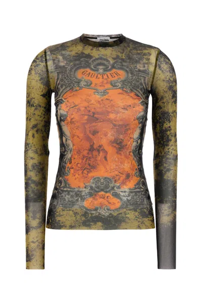 Jean Paul Gaultier Printed Tulle Tank Top