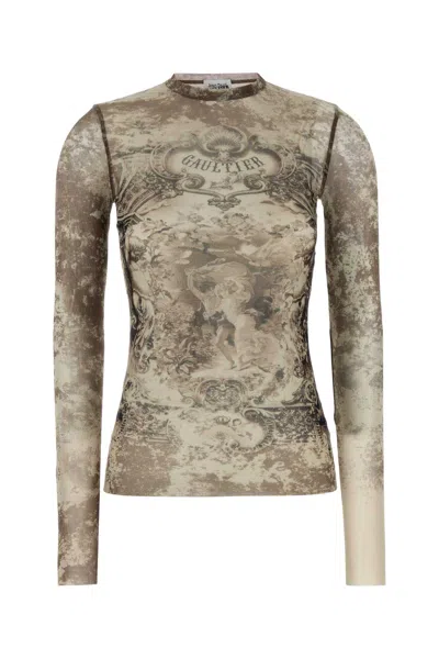 JEAN PAUL GAULTIER PRINTED TULLE TANK TOP