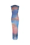 Jean Paul Gaultier Long Striped Dress High Neckline In Multi