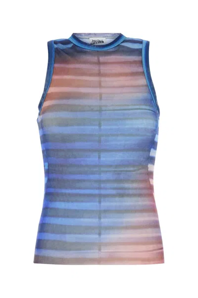 Jean Paul Gaultier Printed Tulle The Air Tank Top In Blue