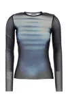 Jean Paul Gaultier Le Mâle Printed Mesh Top In Navylightbluewhite