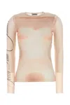 Jean Paul Gaultier Sheer Mesh Top Featuring Graphic Print In Palepinkdustypink