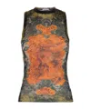 Jean Paul Gaultier Mesh Tank Top Printed Medaillon Woman Multicolor In Multi