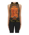 Jean Paul Gaultier Mesh Tank Top Printed Medaillon Woman Multicolor In Multi