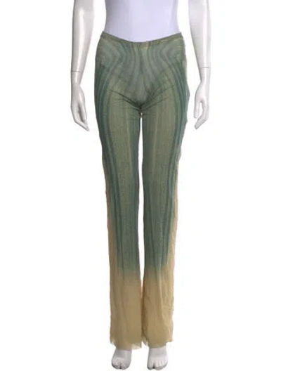 Pre-owned Jean Paul Gaultier Printed Wide Leg Pants In Green