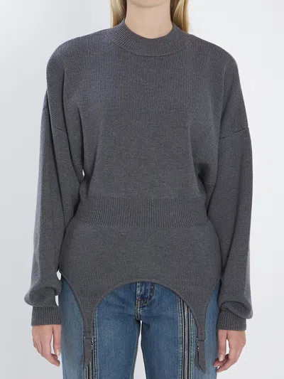 Jean Paul Gaultier Pullover With Lingerie Garter In Gray