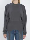 Jean Paul Gaultier High Neck Bat Sleeves Lingerie Garter Pullover Sweater In Gray