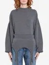 Jean Paul Gaultier High Neck Bat Sleeves Lingerie Garter Pullover Sweater In Black
