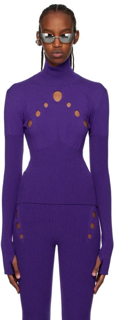 Jean Paul Gaultier Purple Cutout Turtleneck In 27-purple