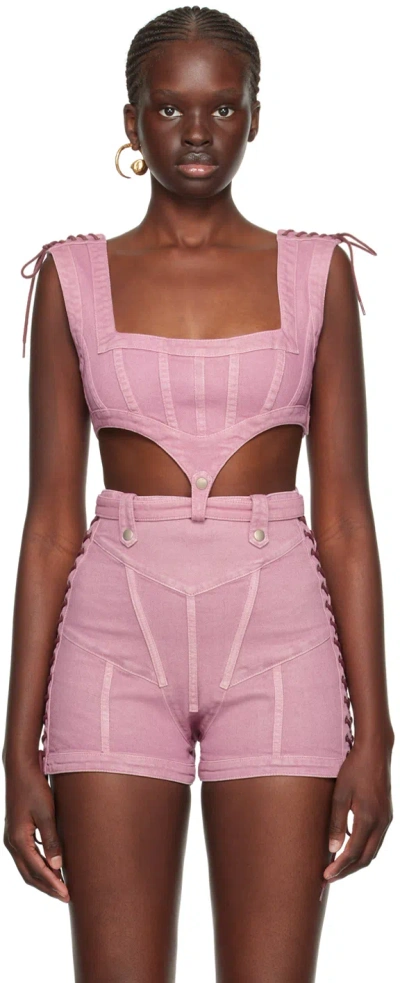 Jean Paul Gaultier Pink Knwls Edition Denim Tank Top In Lilac