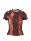 Jean Paul Gaultier Python-print Crew-neck T-shirt In Brown