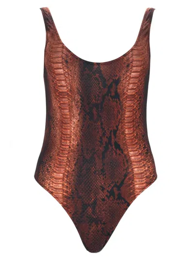 Jean Paul Gaultier Python Print One Piece Swimsuit In Multi
