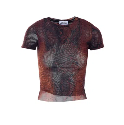 Jean Paul Gaultier Women Python Printed Baby T-shirt In Brown