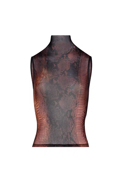 Jean Paul Gaultier Python Tank Top Woman Black And Brown