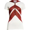 Jean Paul Gaultier Quarter Zip Baby Tee Hoodie In White/burgundy
