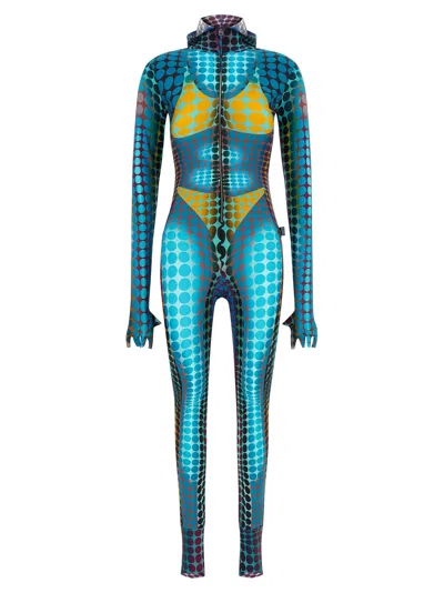 Jean Paul Gaultier Re-edition - The Blue Dots Print Jumpsuit In Multi