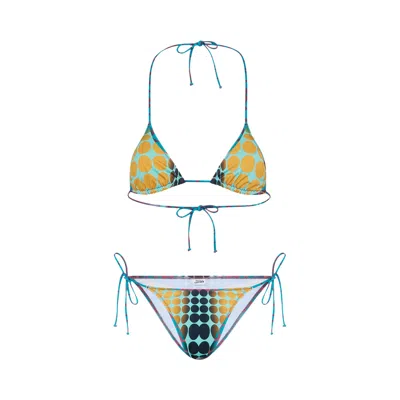Pre-owned Jean Paul Gaultier Re-edition Bikini Set Printed "vasarely" 'blue/purple/yellow' | Women's Size Xs
