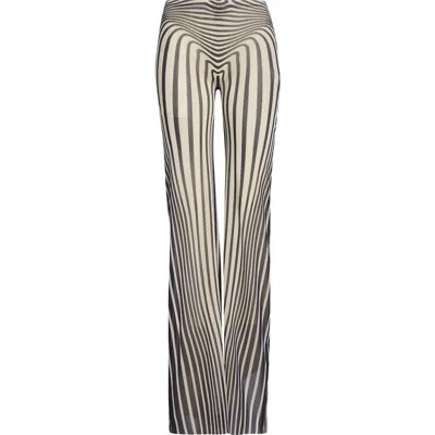 Jean Paul Gaultier Re-edition Body Morphing Trompe L'oeil Mesh Flare Pants In White