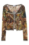 Jean Paul Gaultier Re-edition Butterfly Print Mesh Cardigan In Multi