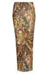 Jean Paul Gaultier Re-edition Butterfly Print Mesh Maxi Skirt In Multi