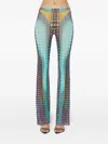 Jean Paul Gaultier High Waist Flared Sheer Stretch Trousers In Multi
