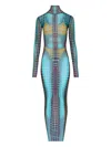 Jean Paul Gaultier Long-sleeve Dots Maxi Dress In Blue