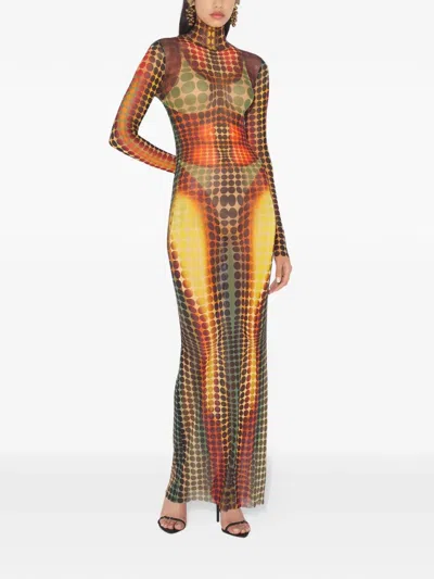 Jean Paul Gaultier "re-edition: Long Dress" High Neck With Long Sleev In Yellow