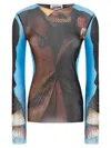 Jean Paul Gaultier Re Edition Tennis Mesh Graphic Top In Brown